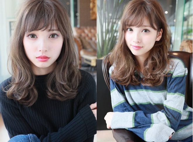 2 kiểu tóc lob uốn đuôi xoăn nhẹ gợn sóng