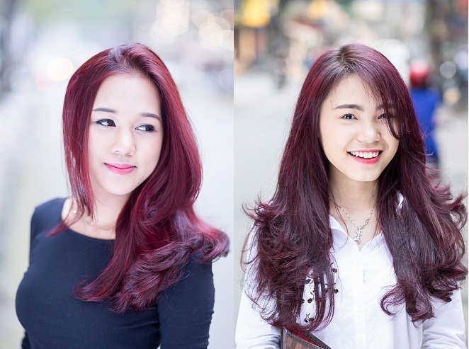 2 mẫu tóc nhuộm màu nâu ánh tím