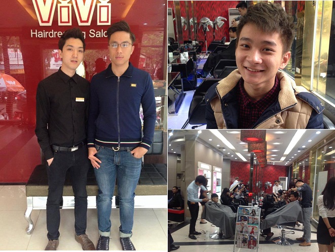 khách hàng nam đến cắt tóc tại salon Vivi