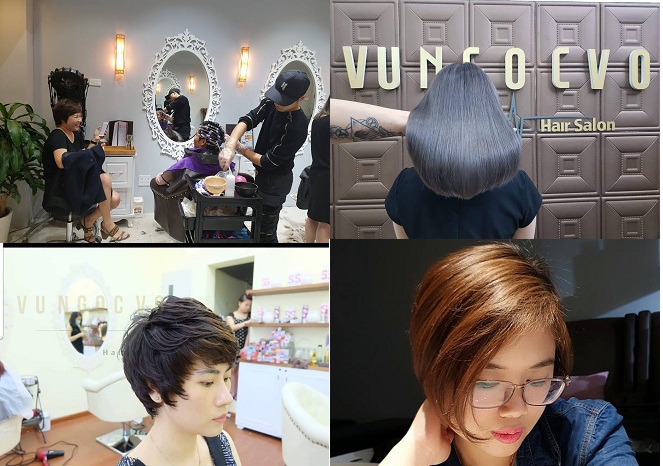 không gian làm tóc và những mẫu tóc được cắt tại Vũ Ngọc Võ Hair salon