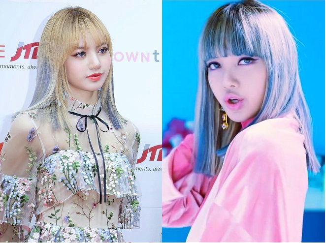 mái tóc duỗi chấm vai nhuộm đủ màu rực rỡ của Lisa Blackpink