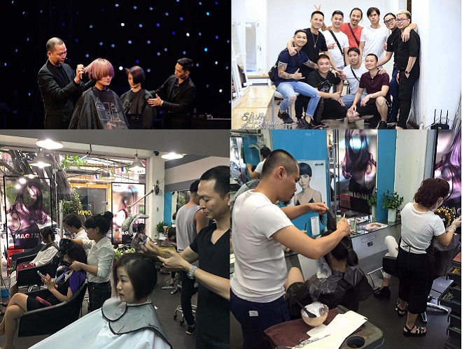 những thợ tóc của salon Tâm Loan đang làm tóc cho khách