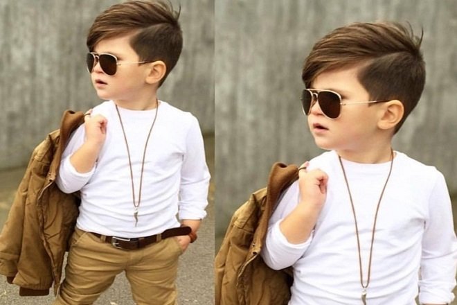tóc mái lệch cho bé nam